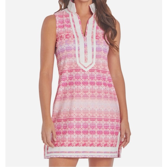 Cabana Life Dresses & Skirts - CABANA LIFE Women’s Pink Purple NAPA Print WINDERMERE V-Neck Dress 50+ UPS Sz M